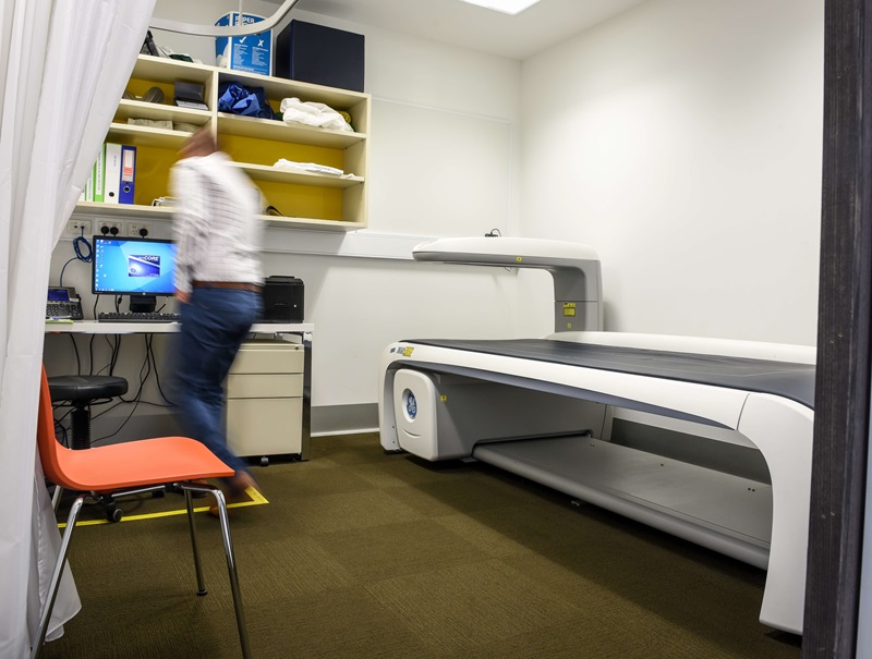 A room in the clinic with the DEXA machine which measure body composition. 