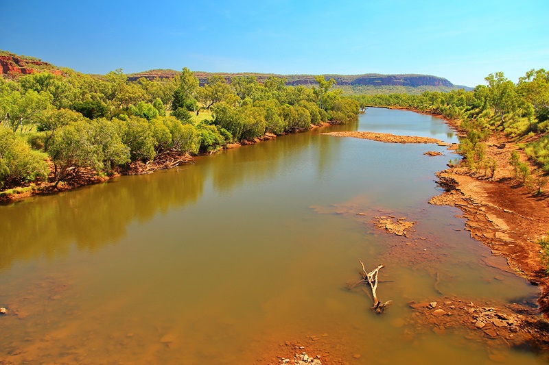 Wide river in northern Australia from above