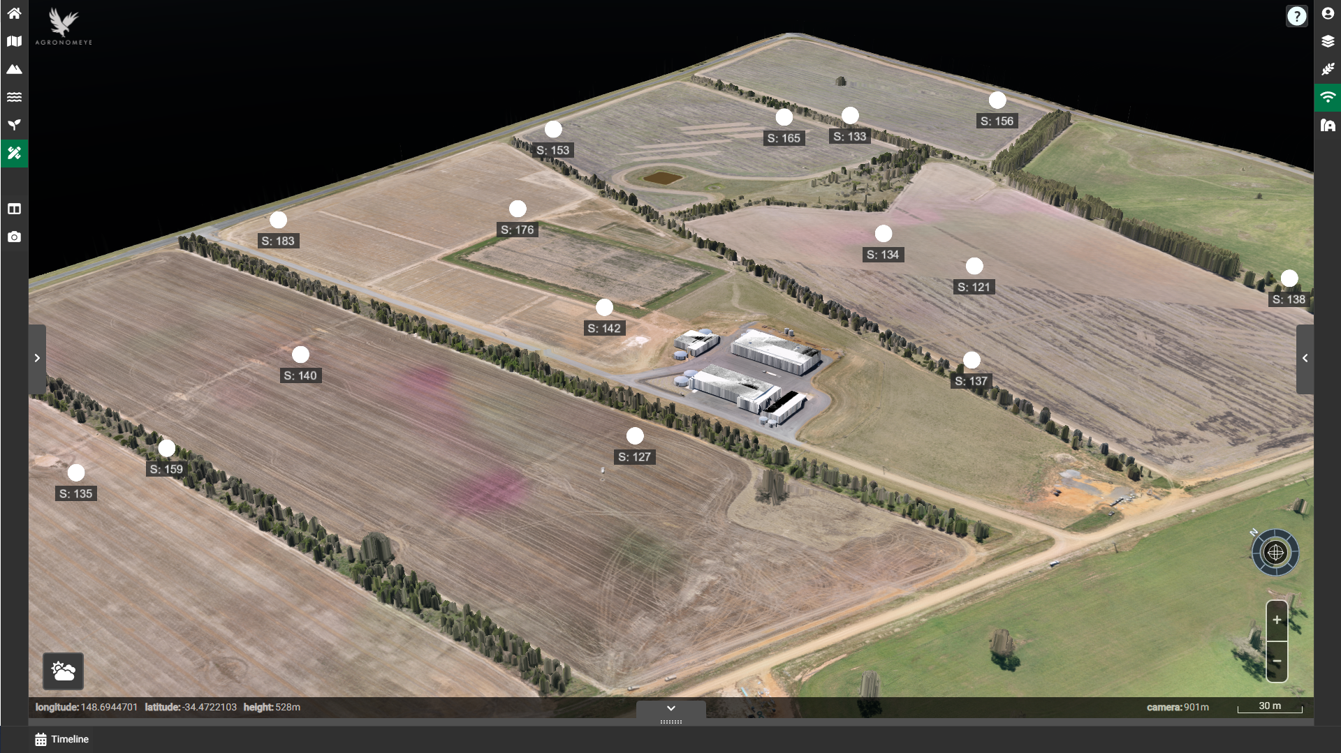 Boorowa Agricultural Research Station soil sensor network locations.