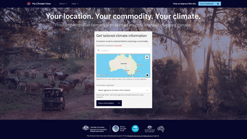 Screenshot of My Climate View landing page. 