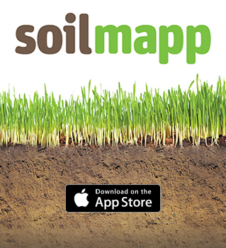 The words SoilMapp sitting above a layer of gree grass followed by a layer of brown soil.