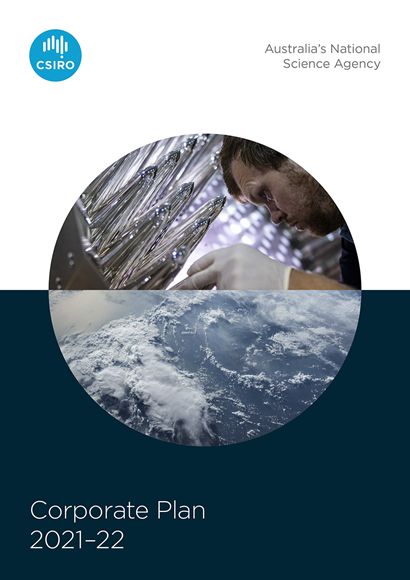 Front cover image of the CSIRO corporate plan 2021–22