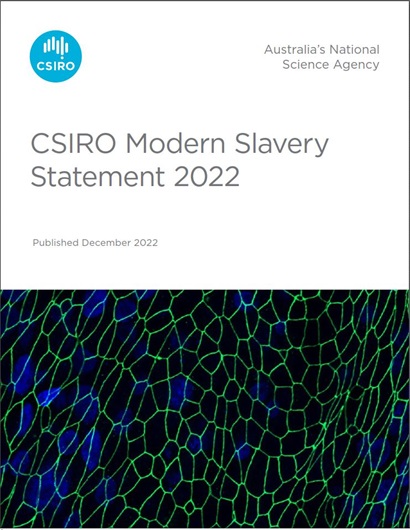 The cover of the Modern Slavery Statement, 2022.