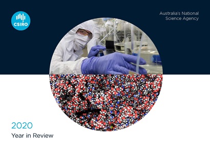 Cover of the CSIRO 2020 Year in Review report. 