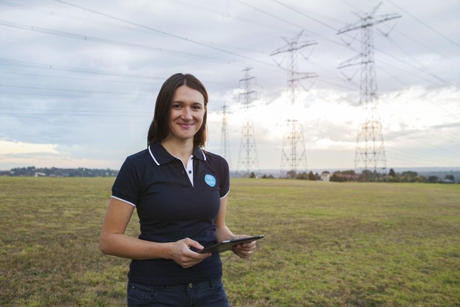 Student working in the field.