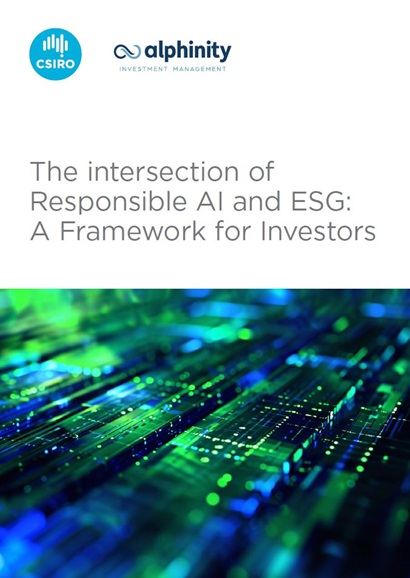 "The intersection of responsible AI and ESG: a framework for investors" report cover