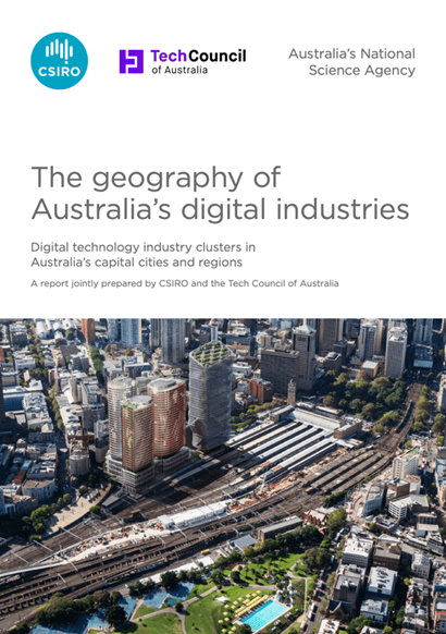 Front cover of report titled 'The geography of Australia's digital industires'