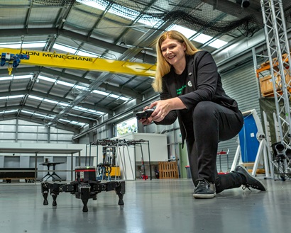 Sue Keay with hexapod robot