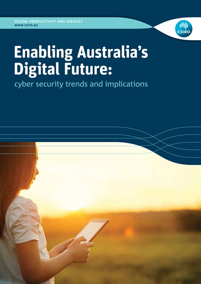 Cover of Enabling Australia's Digital Future report. The subtitle reads 'Cybersecurity trends and implications'.