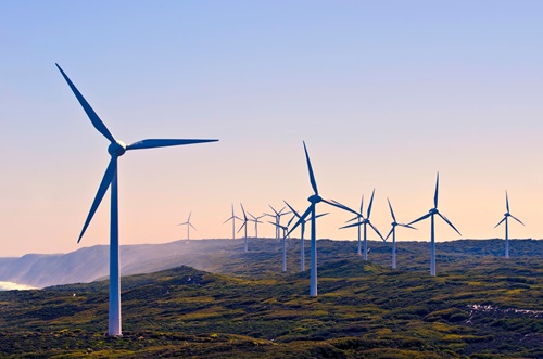 Wind turbines along the coast