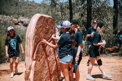 Students participating in the Sculptures in the Scrub activity, students immersed themselves in Country through guided bushwalks that highlighted powerful Indigenous stories and artistic contributions.