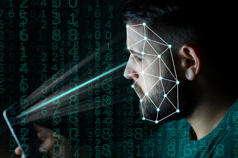 An image showing the future of biometrics and facial recognition with smartphones.