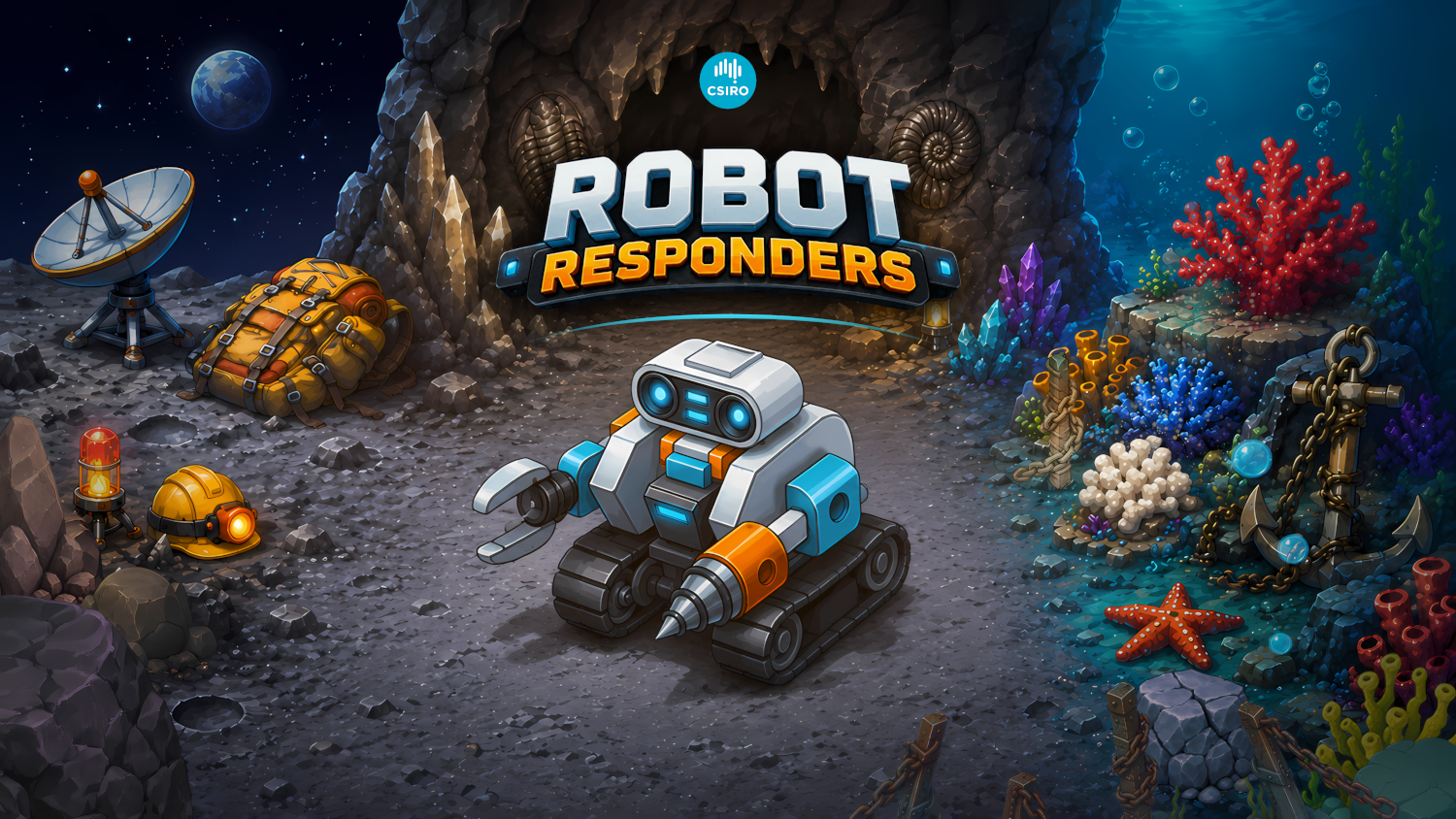 Robot responder in an underwater and rocky environment