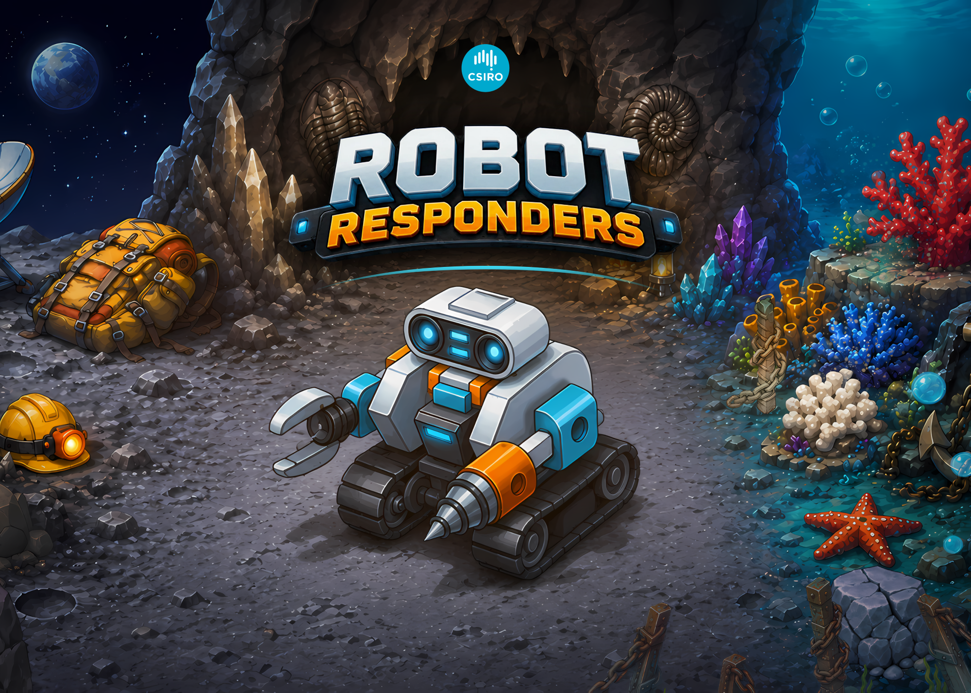 Robot responder in an underwater and rocky environment