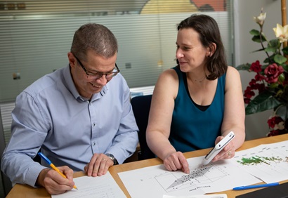 Rebecca Garrett, head of mathematics at Trinity College, is partnered with Andrew Gill, a mathematician at Defence Science and Technology (DST). 