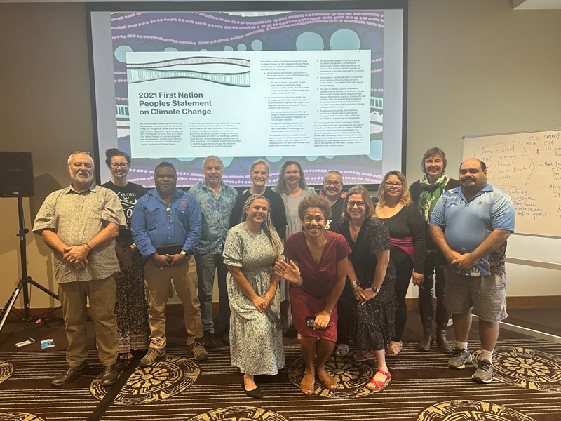 The group behind the Indigenous-led Digital Climate Story Platform gather together at the 2021 National First Peoples' Gathering on Climate Change. 