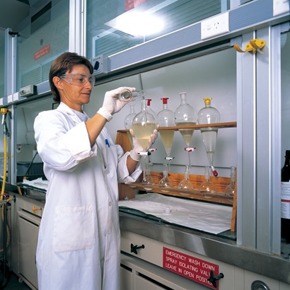 Technician conducting experiments in CSIRO laboratories