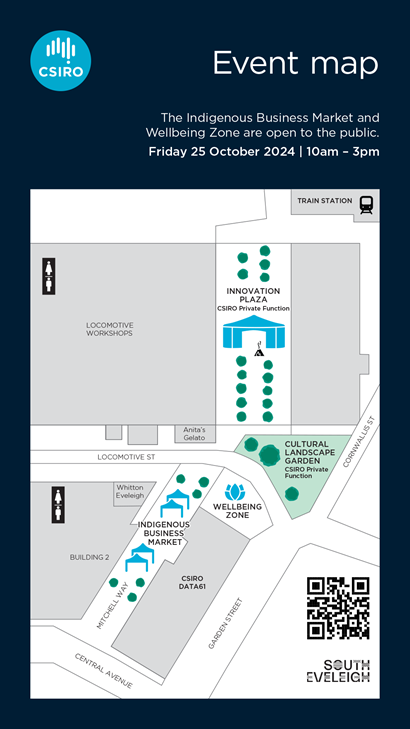 Event map for the CSIRO Indigenous Business Market and Wellbeing Zone