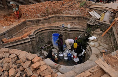 People working on a basin in Nepal