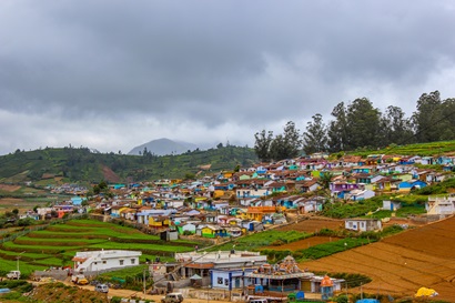 Wide shot of rural Indian town