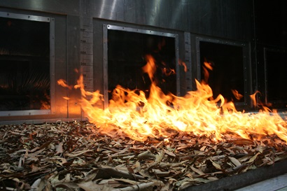 Ablaze: the Pyrotron in action at the National Bushfire Behaviour Research Laboratory at CSIRO Black Mountain, Canberra. February 2022