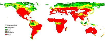 Graphic of the world showing fire risk