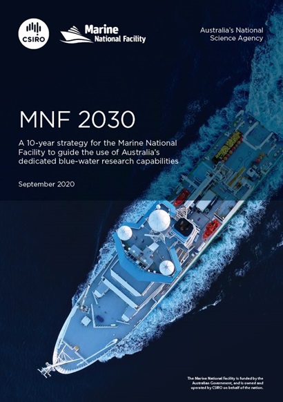 Cover page of a document called 'MNF 2030' showing a photo of a ship from above.