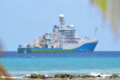 A ship at sea.