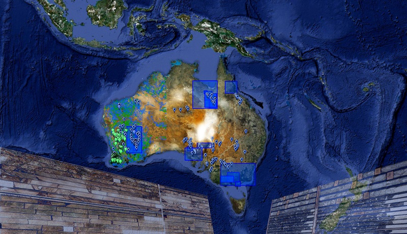 Map of Australia and surrounding ocean