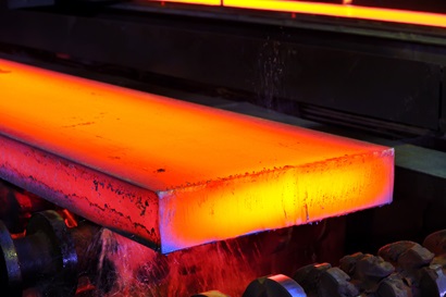Hot steel on a conveyor