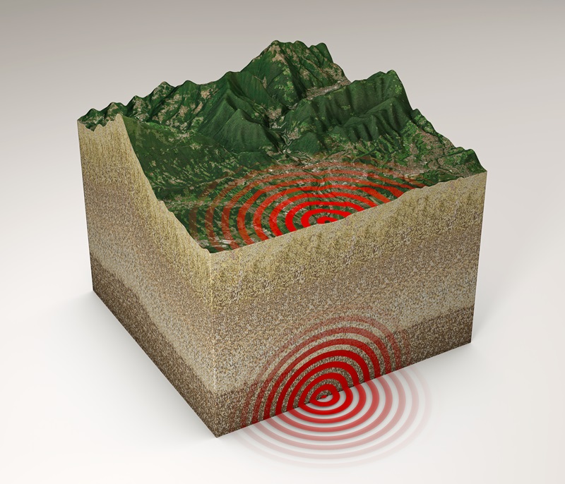 Seismic waves on terrain