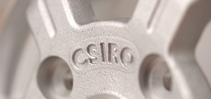 Magnesium alloy with CSIRO stamped into metal