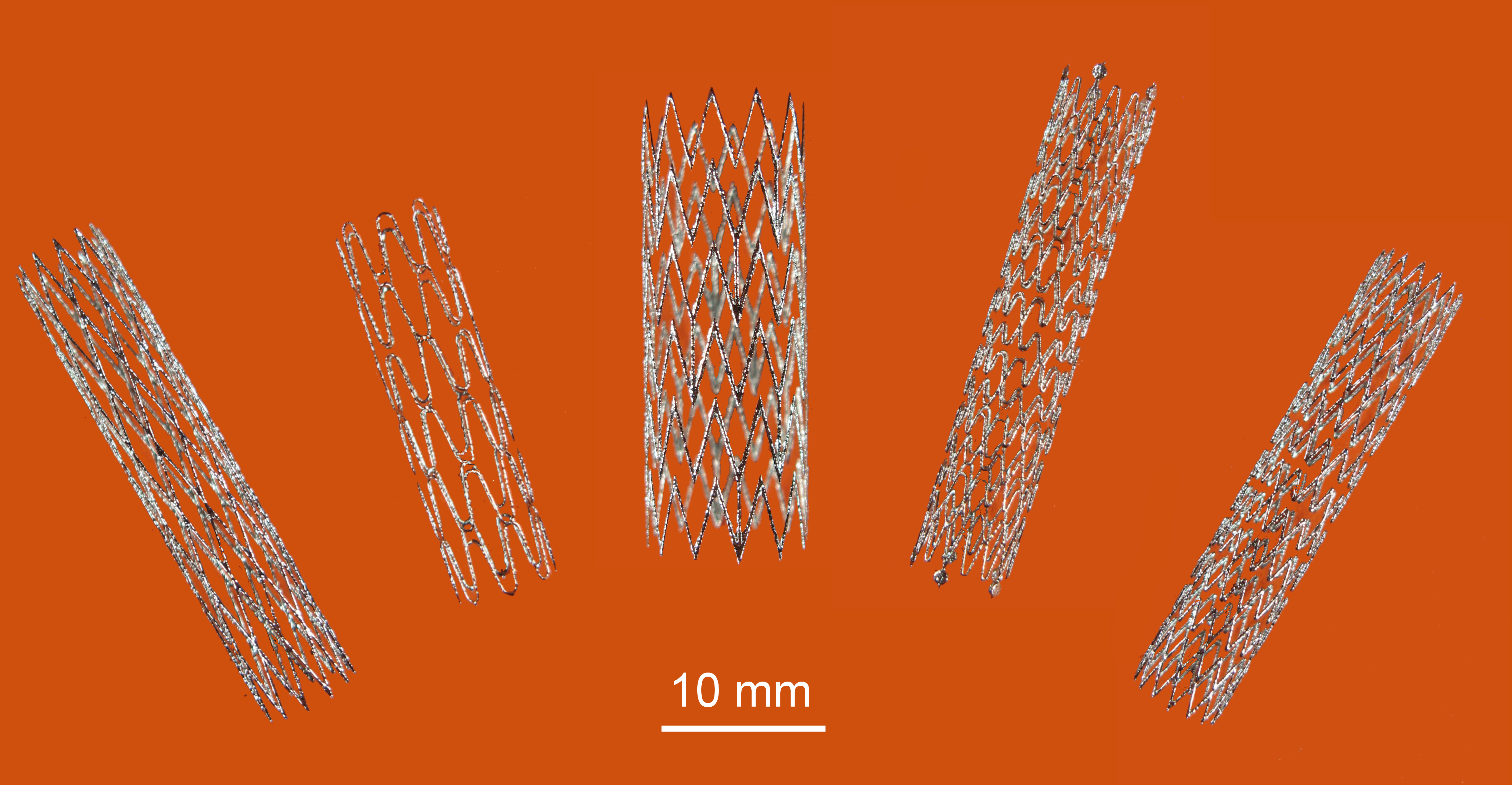 Five 3D-printed stents.