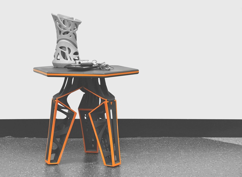 Justin Yuan's 3D printed seat and lamp.