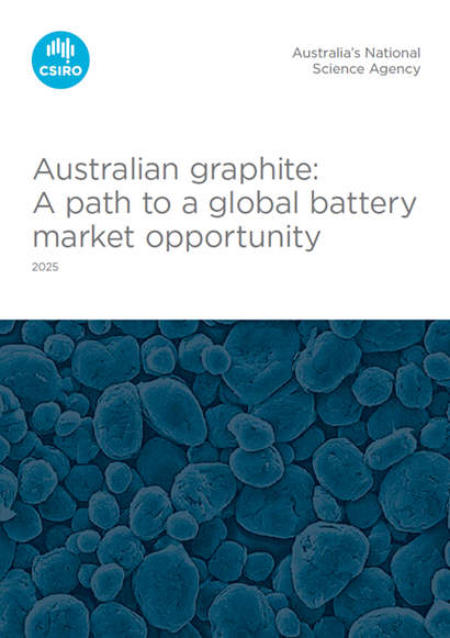 Image of the front page of a CSIRO Report titled: Australian graphite: A path to a global battery market opportunity