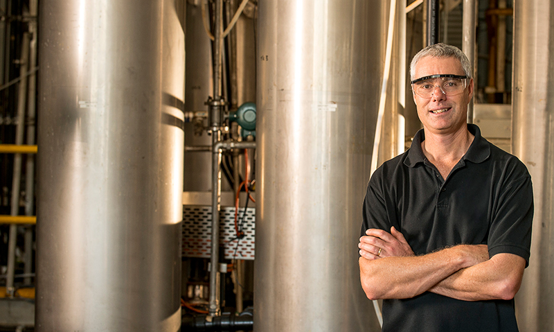 Man in industrial plant