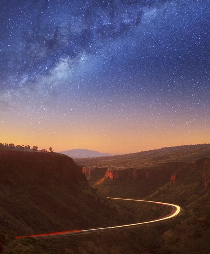road through mountain forest landscape
