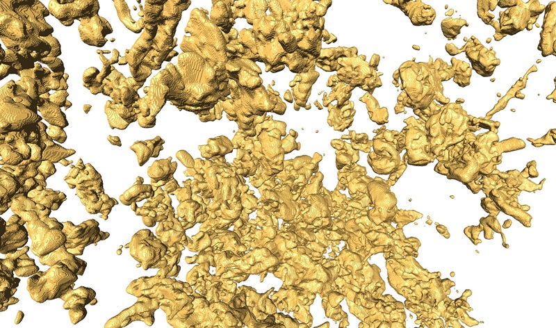 Gold nuggets against a white background