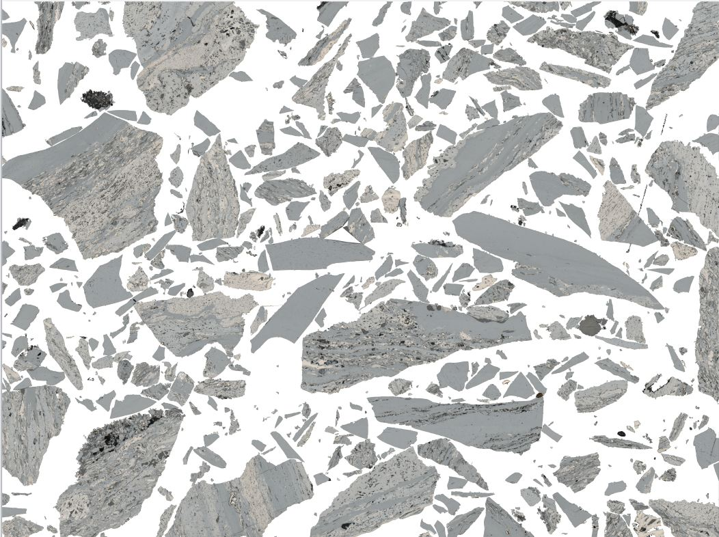 Angular grey and black shapes against a white backdrop