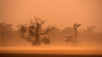 Dust storm in the field