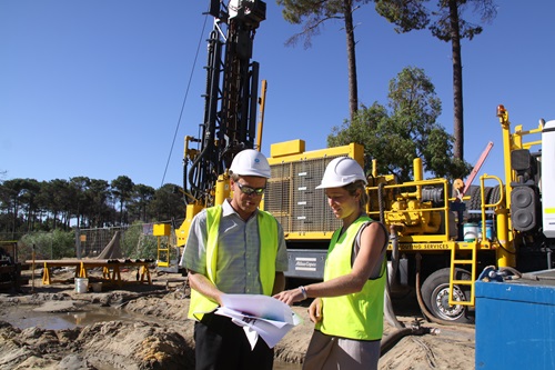 Professor Klaus Regenauer-Lieb and Jacqui Cook at the Geothermal Project worksite.