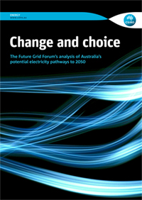 Cover page of Future Grid Forum Report - "Change and choice: The Future Grid Forum's analysis of Australia's potential electricity pathways to 2050"
