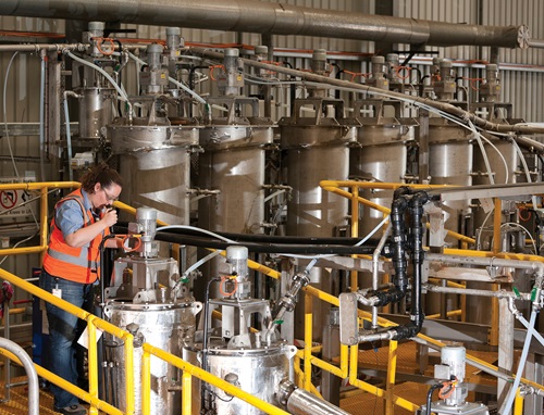 Fiona McCarthy working in the Direct Nickel in the pilot plant