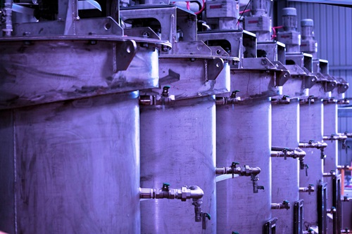 Thickener tanks in the pilot plant