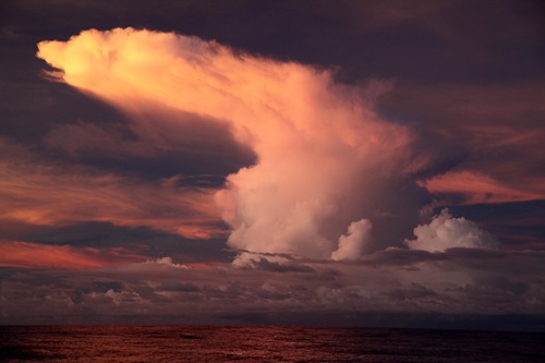 Cloud formations over the Pacific Ocean