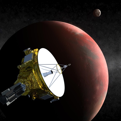 An artist's impression of the New Horizons spacecraft at Pluto in 2015. 