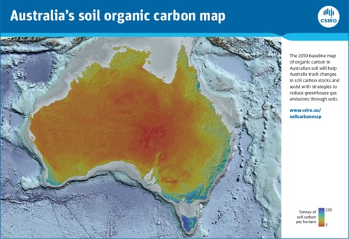 Map of organic carbon in Australian soil
