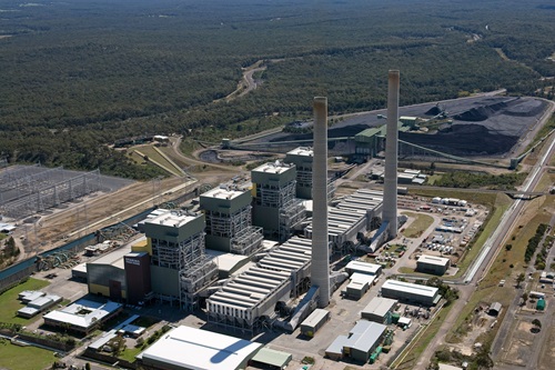 Aerial photograph of Eraring coal-fired power station in Newcastle.