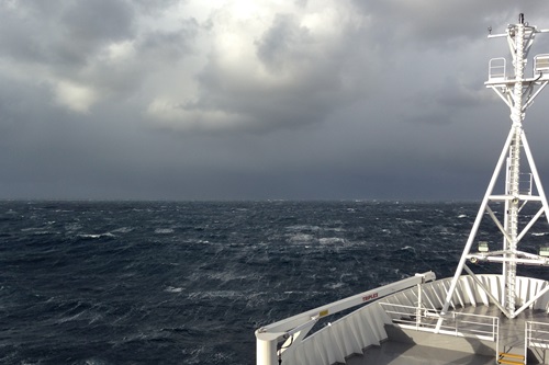 Looking at a very stormy sky from the RV Investigator boat