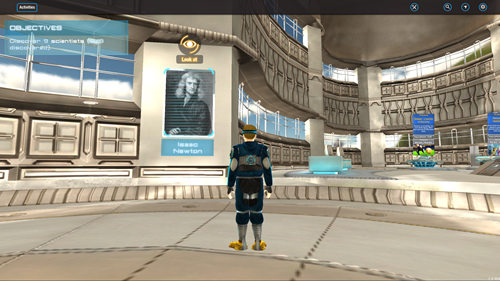 A student avatar in their virtual lab biodome.